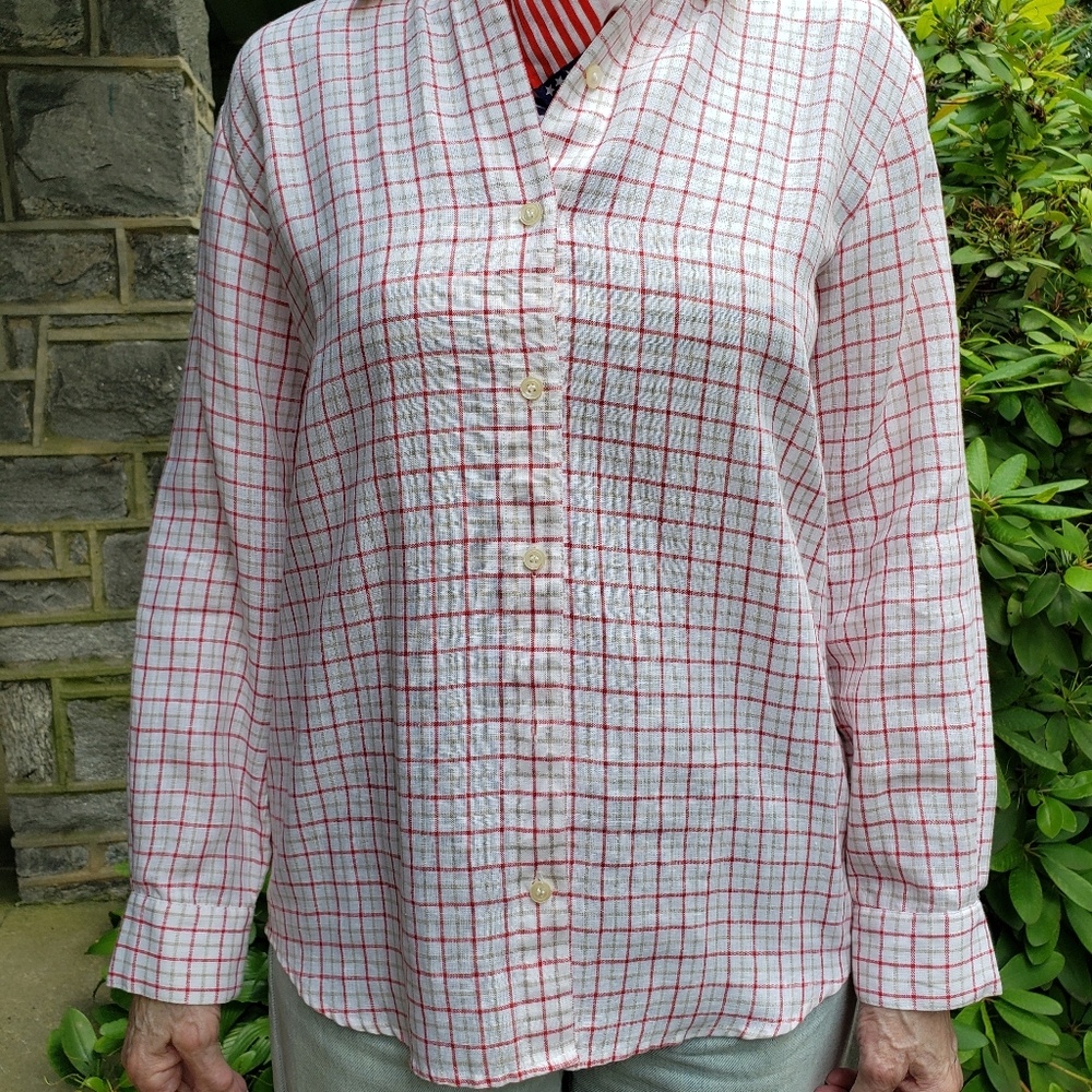 Vintage Liz Claiborne Linen Shirt Checkered